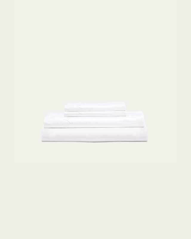 Stitched White Queen Sheet Set